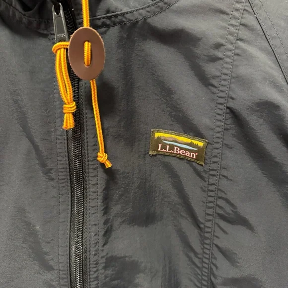 L.L. Bean Black Anorak Jacket with Orange Accents - Picture 3 of 4